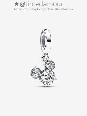 Pandora Disney Mickey Mouse Sparkling Head Silhouette Dangle Charm